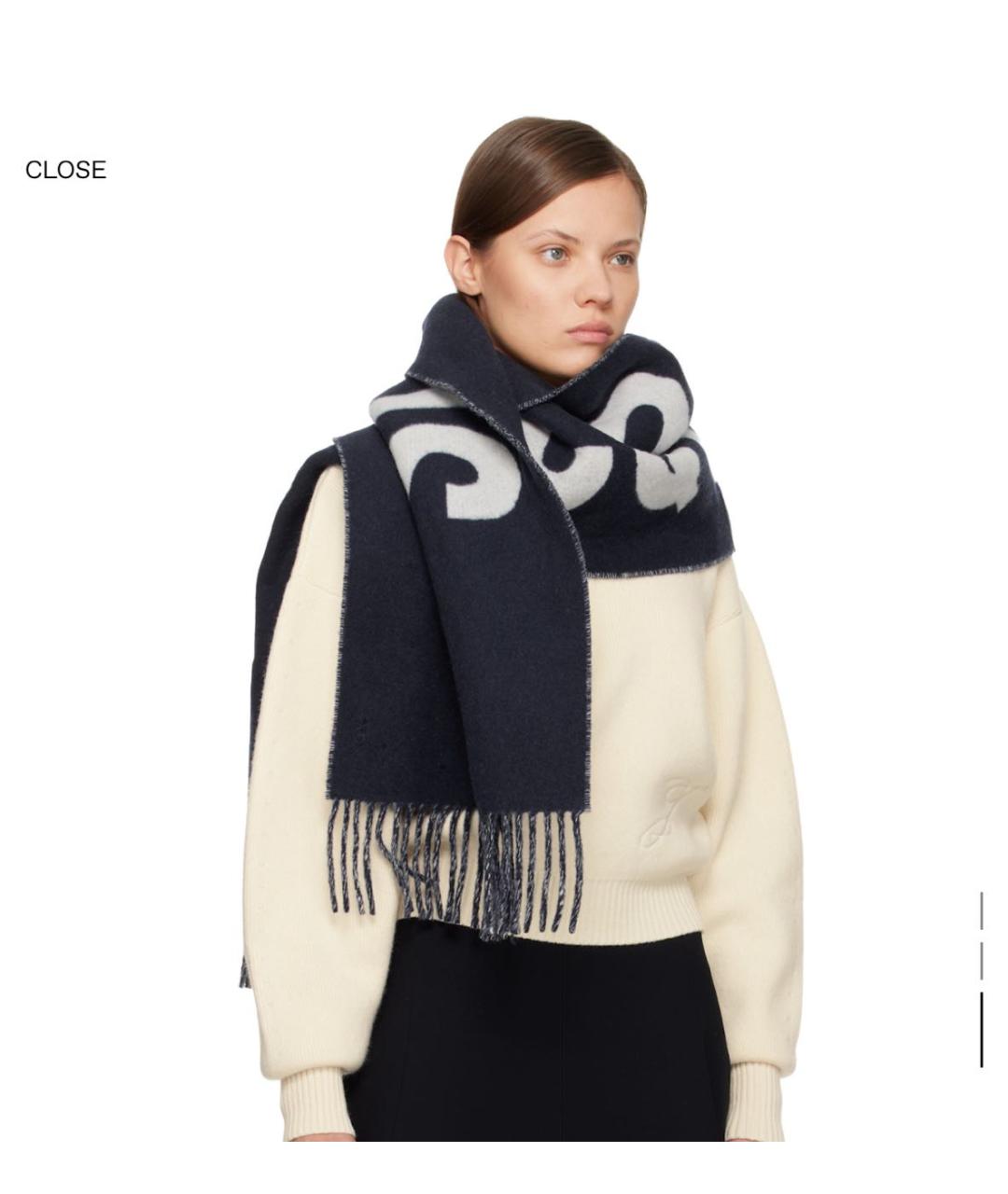 JACQUEMUS Темно-синий шерстяной шарф, фото 3