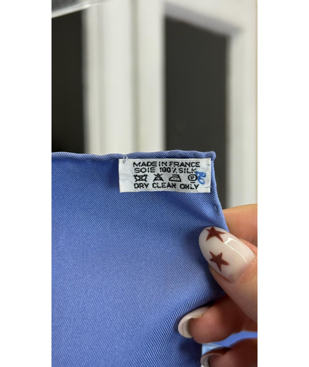 HERMES Голубой шелковый платок, фото 6