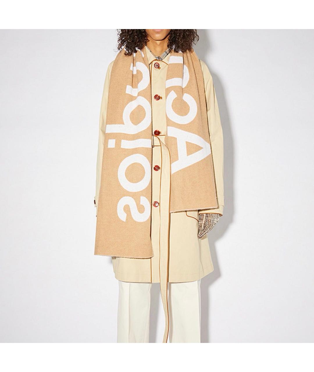ACNE STUDIOS Бежевый шерстяной шарф, фото 5