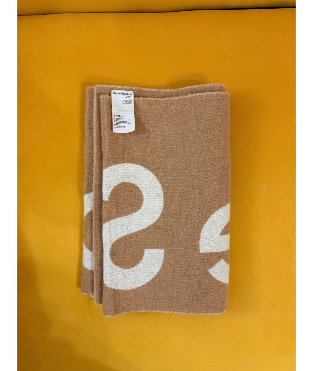 ACNE STUDIOS Бежевый шерстяной шарф, фото 2