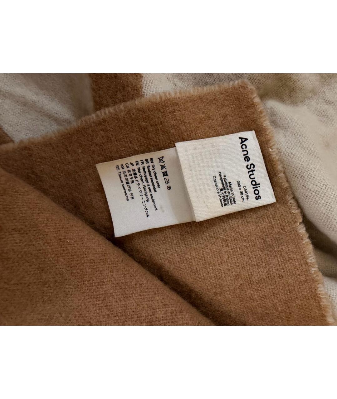 ACNE STUDIOS Бежевый шерстяной шарф, фото 4