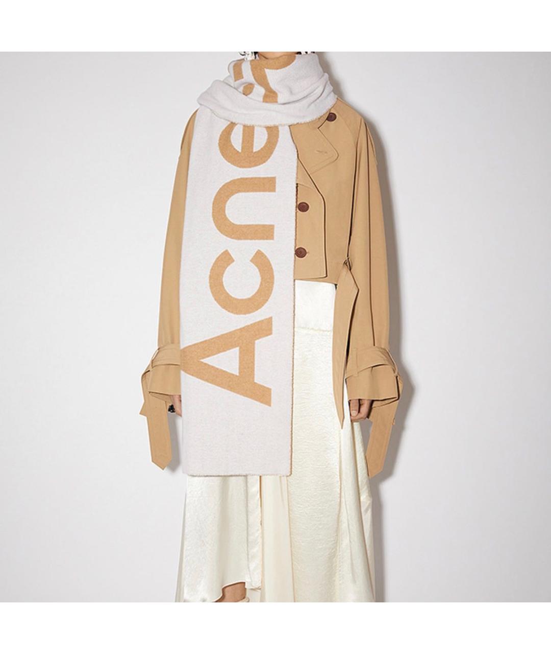 ACNE STUDIOS Бежевый шерстяной шарф, фото 6
