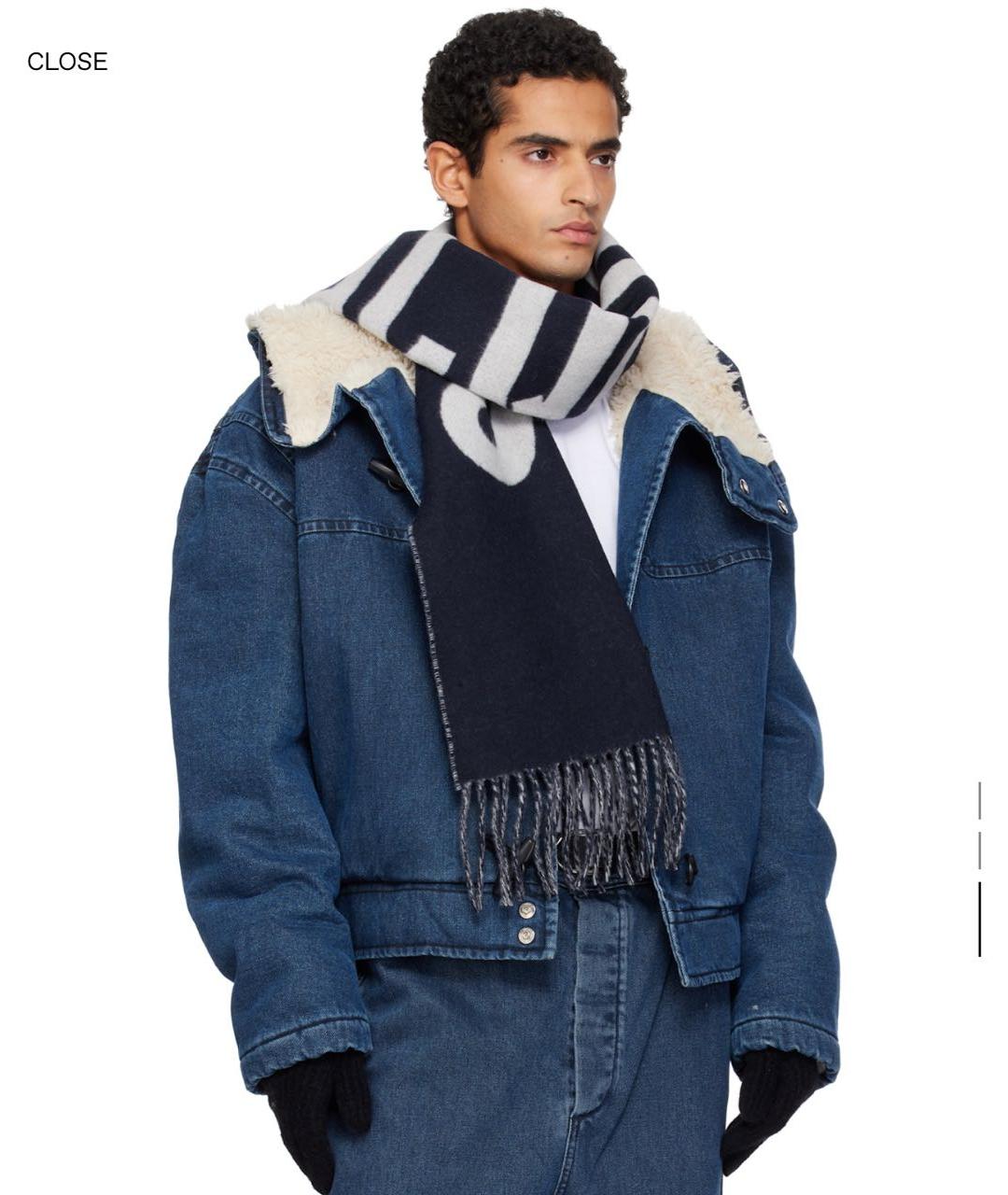 JACQUEMUS Темно-синий шерстяной шарф, фото 4