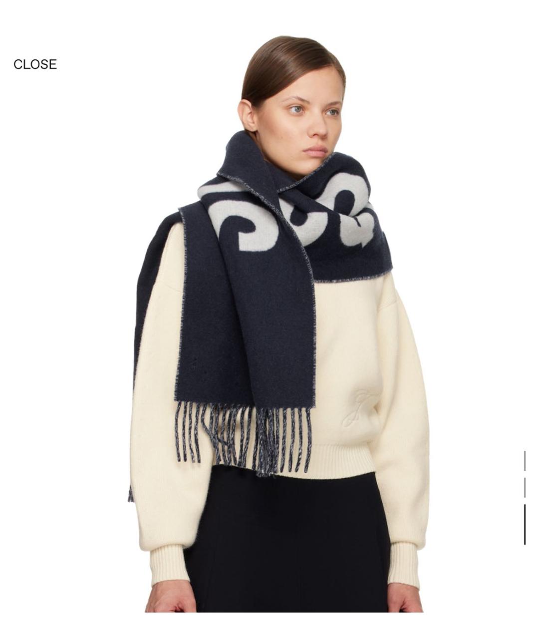 JACQUEMUS Темно-синий шерстяной шарф, фото 3