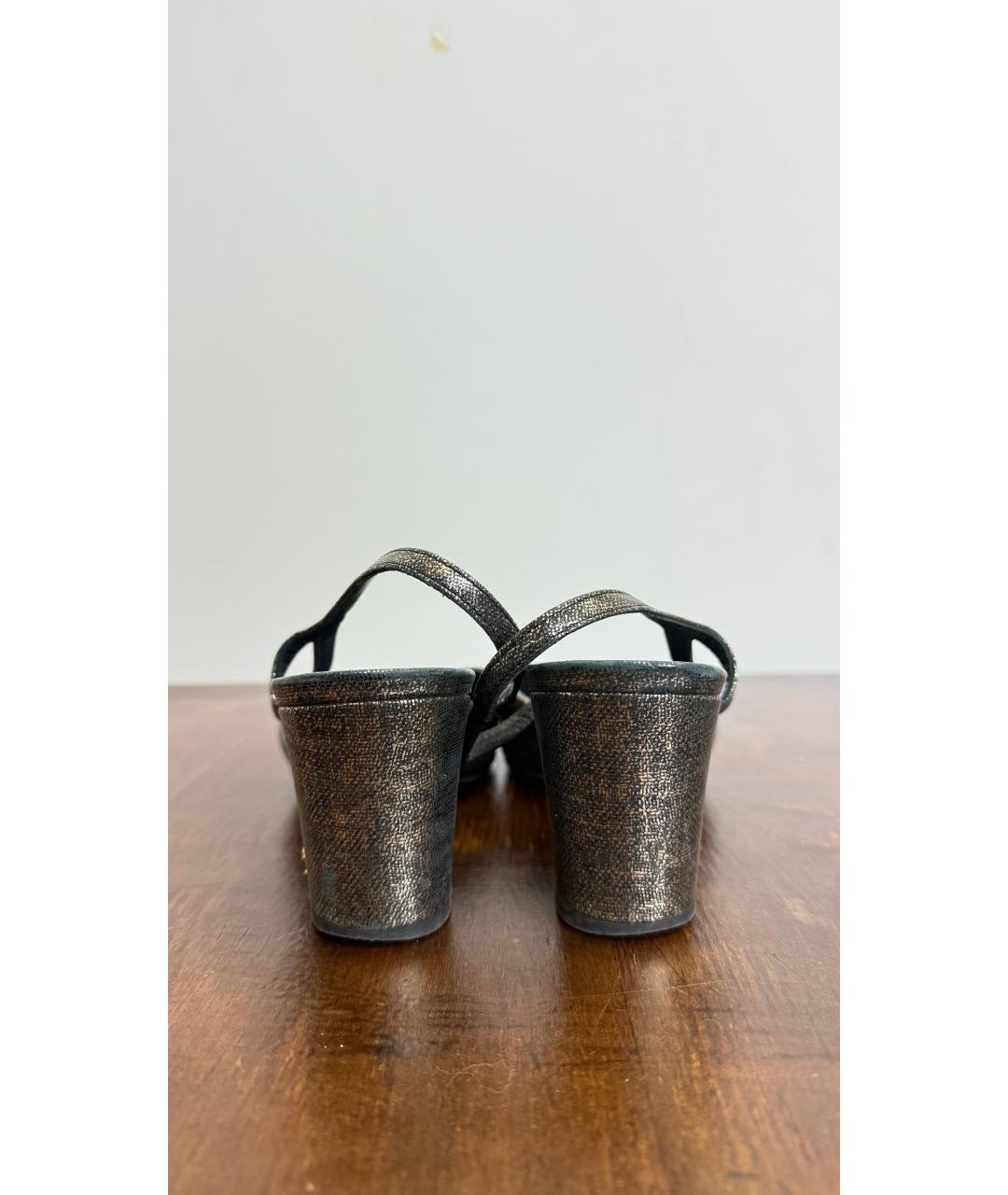 CHANEL Золотые текстильные туфли, фото 4