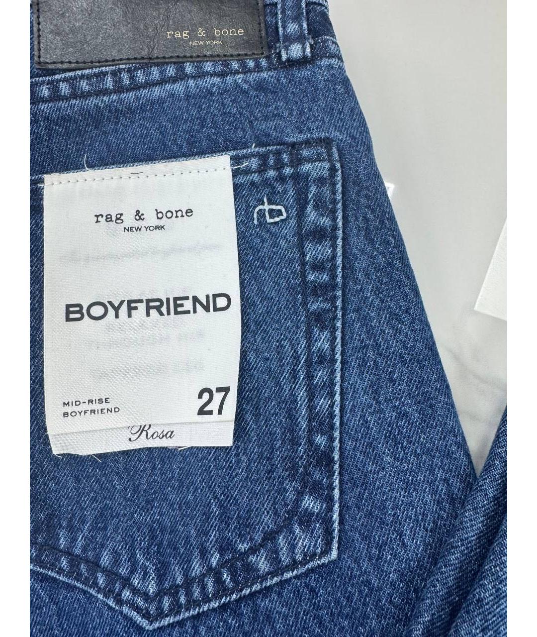 RAG & BONE Темно-синие хлопковые прямые джинсы, фото 8