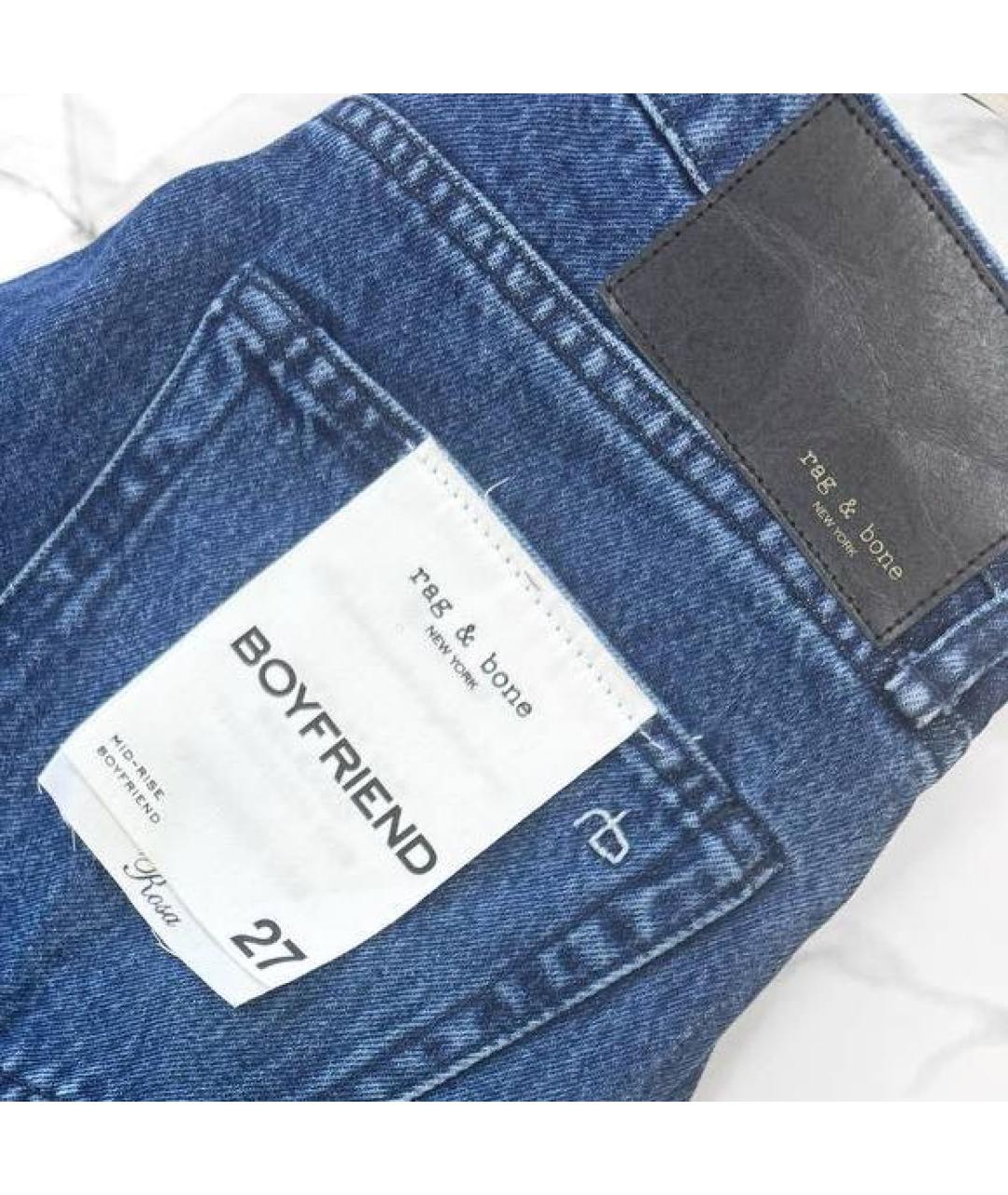 RAG & BONE Темно-синие хлопковые прямые джинсы, фото 4