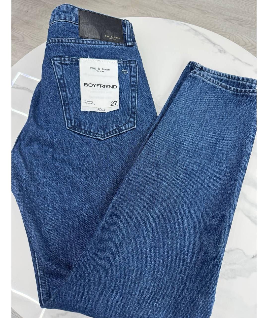 RAG & BONE Темно-синие хлопковые прямые джинсы, фото 2