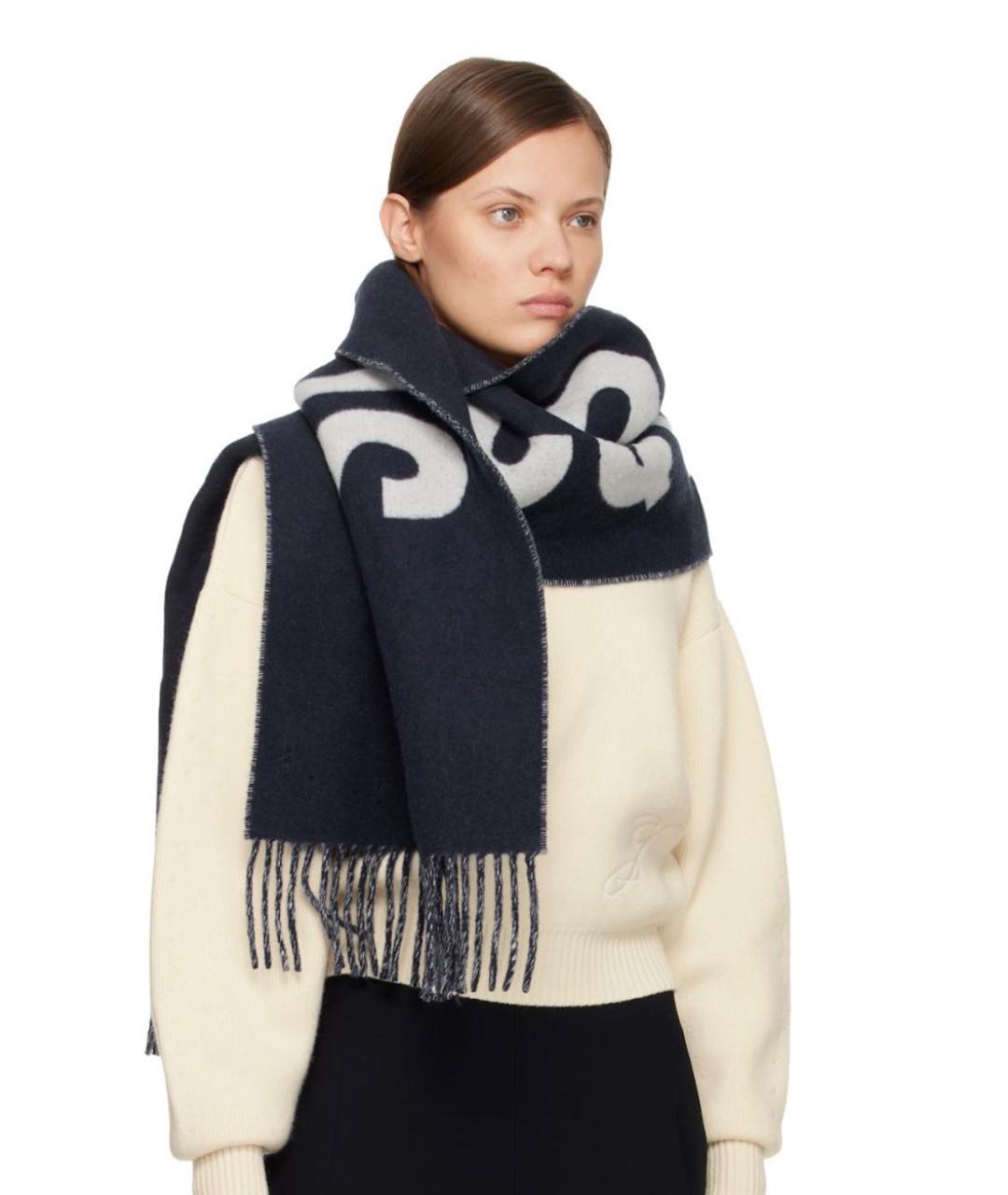 JACQUEMUS Темно-синий шерстяной шарф, фото 3