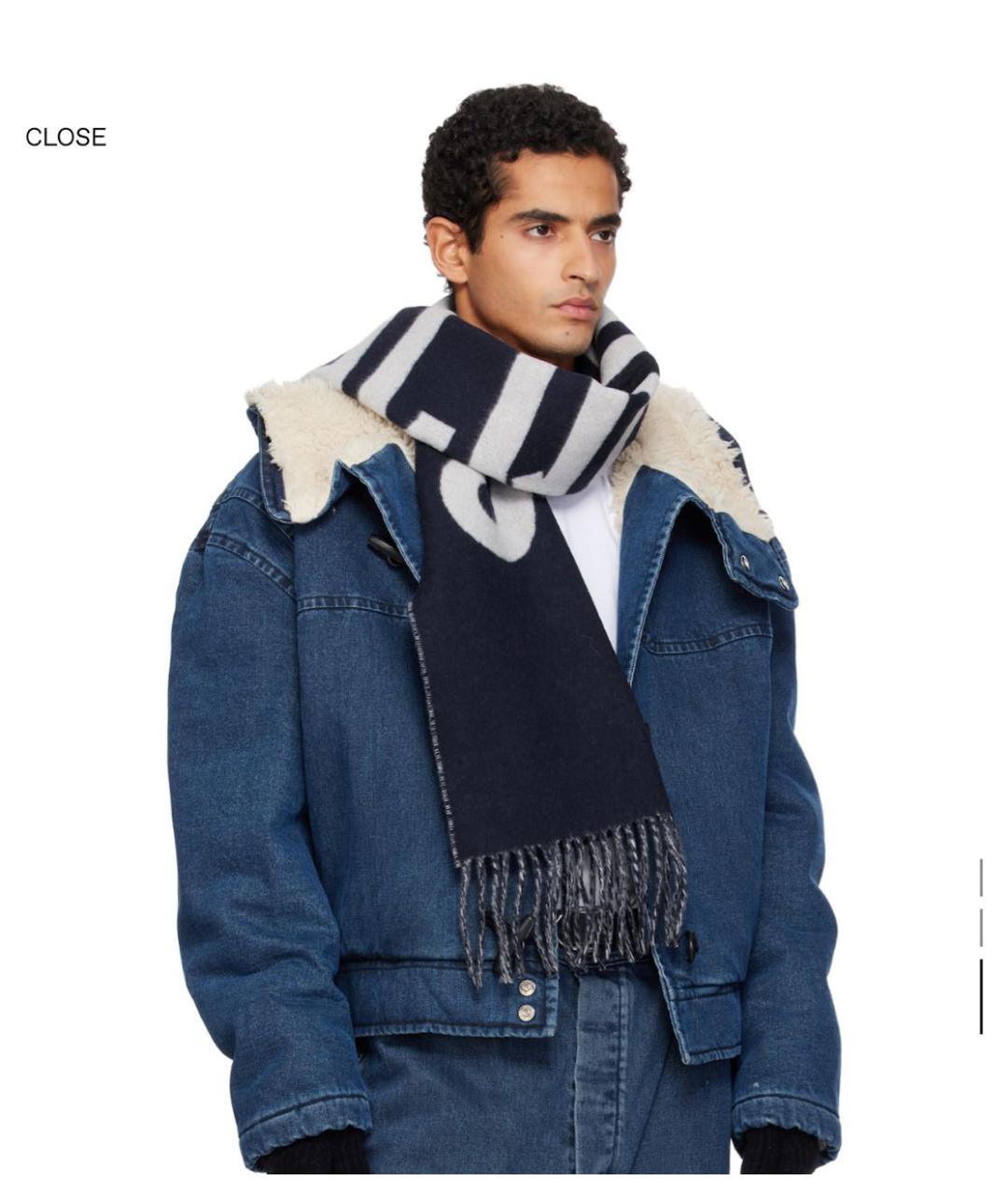 JACQUEMUS Темно-синий шерстяной шарф, фото 4