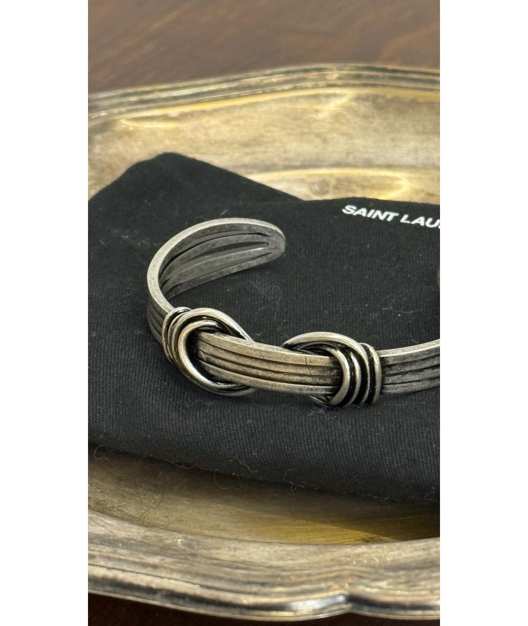 SAINT LAURENT Серебрянный металлический браслет, фото 2