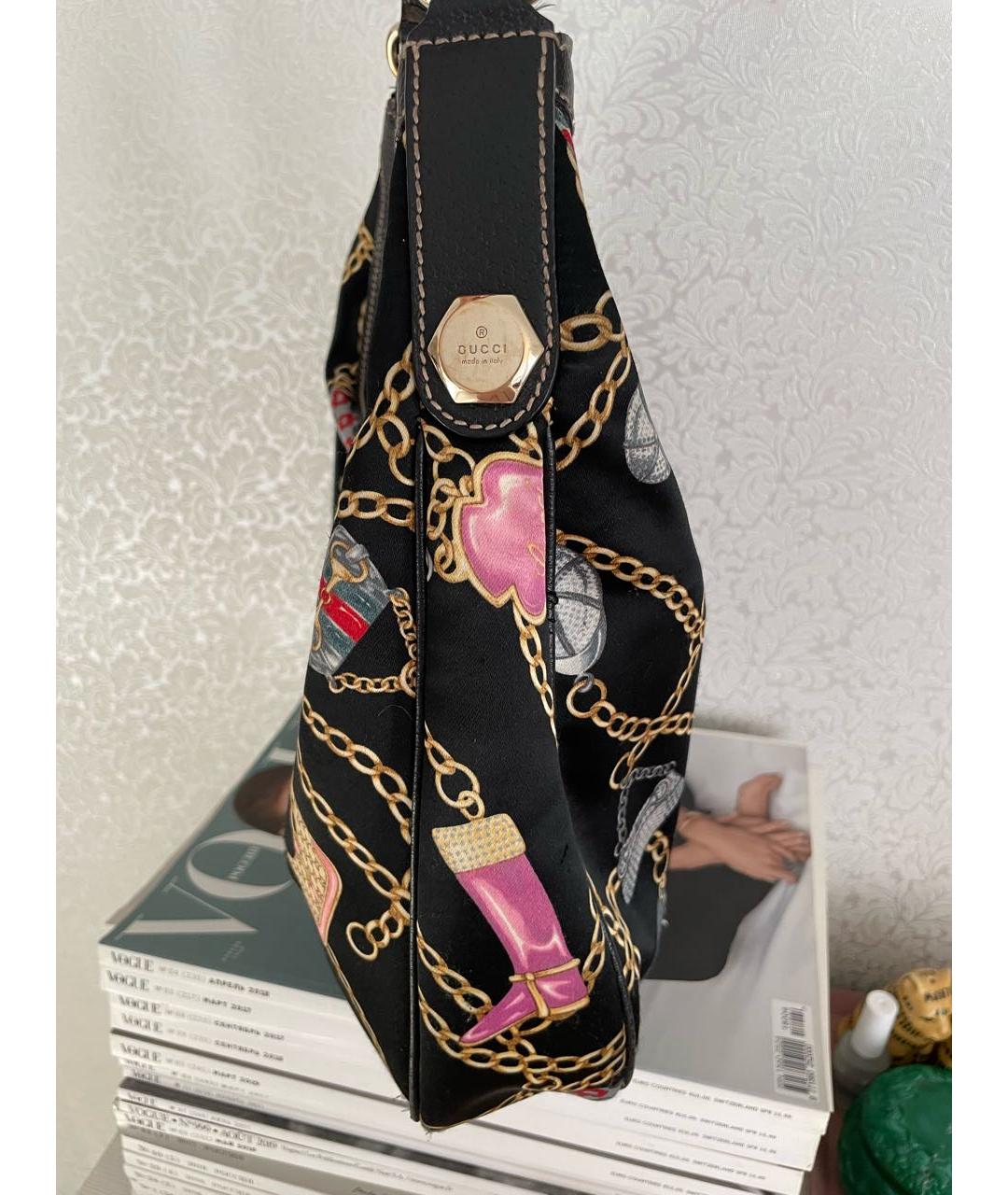 GUCCI Черная шелковая сумка через плечо, фото 2
