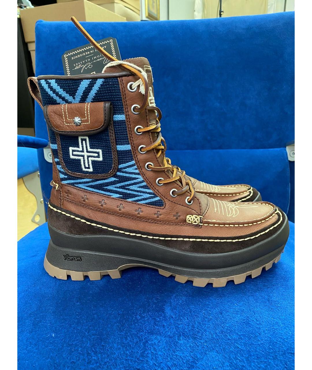 POLO RALPH LAUREN Коричневые кожаные высокие ботинки, фото 7