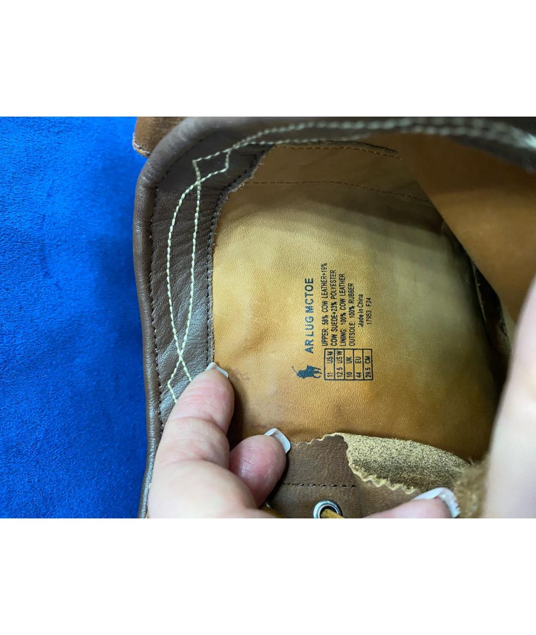 POLO RALPH LAUREN Коричневые кожаные высокие ботинки, фото 6