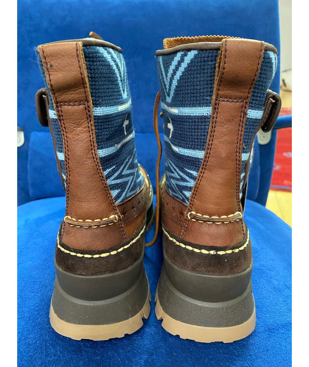 POLO RALPH LAUREN Коричневые кожаные высокие ботинки, фото 4