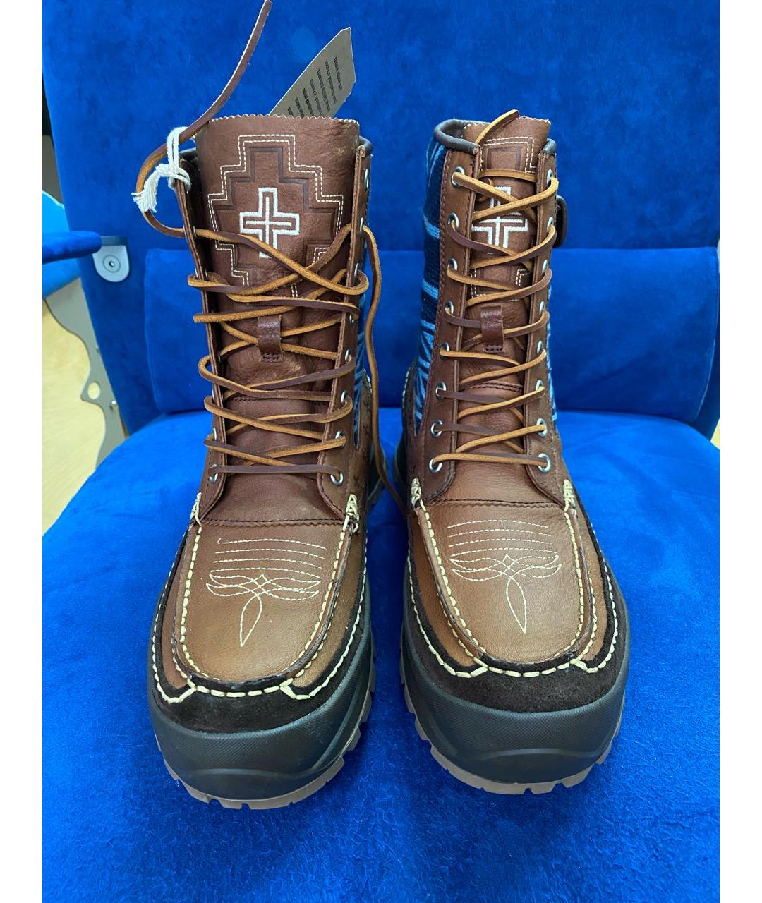 POLO RALPH LAUREN Коричневые кожаные высокие ботинки, фото 2