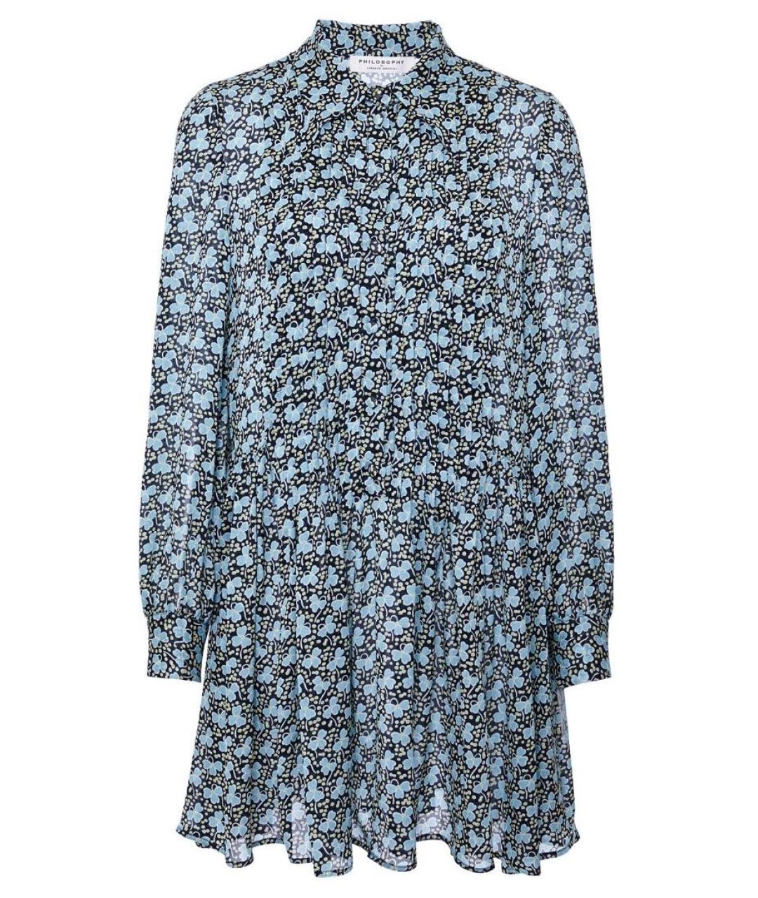 PHILOSOPHY DI LORENZO SERAFINI Голубое полиэстеровое повседневное платье, фото 1