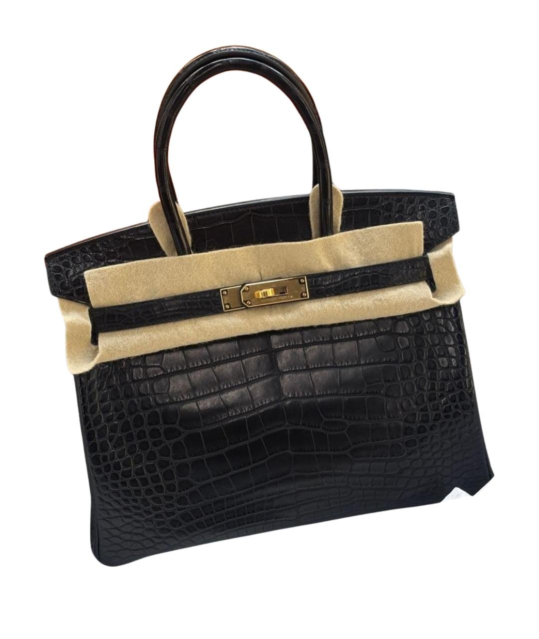 HERMES Черная кожаная сумка с короткими ручками, фото 1