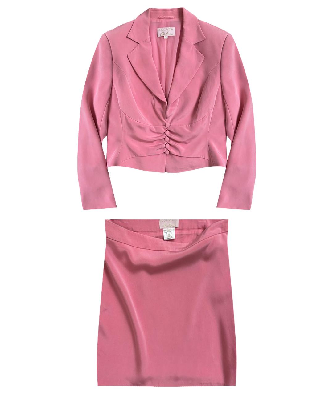ESCADA Розовый шелковый костюм с юбками, фото 10