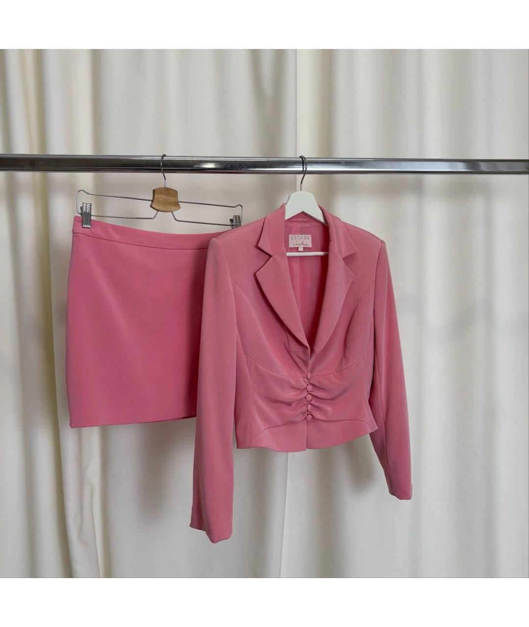 ESCADA Розовый шелковый костюм с юбками, фото 4