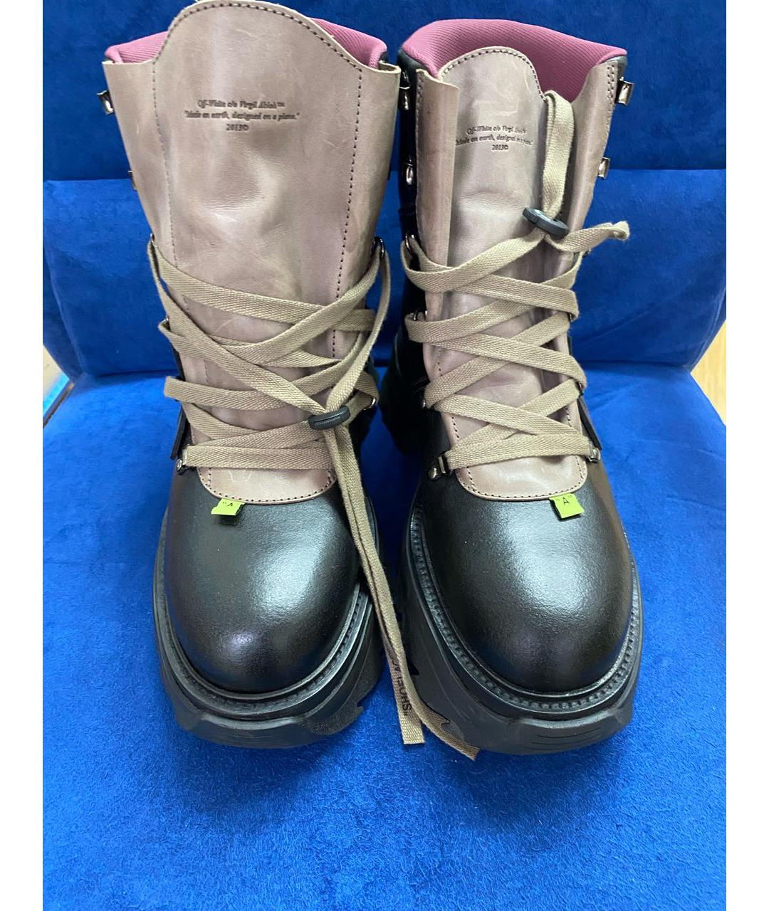 OFF-WHITE Черные кожаные высокие ботинки, фото 2