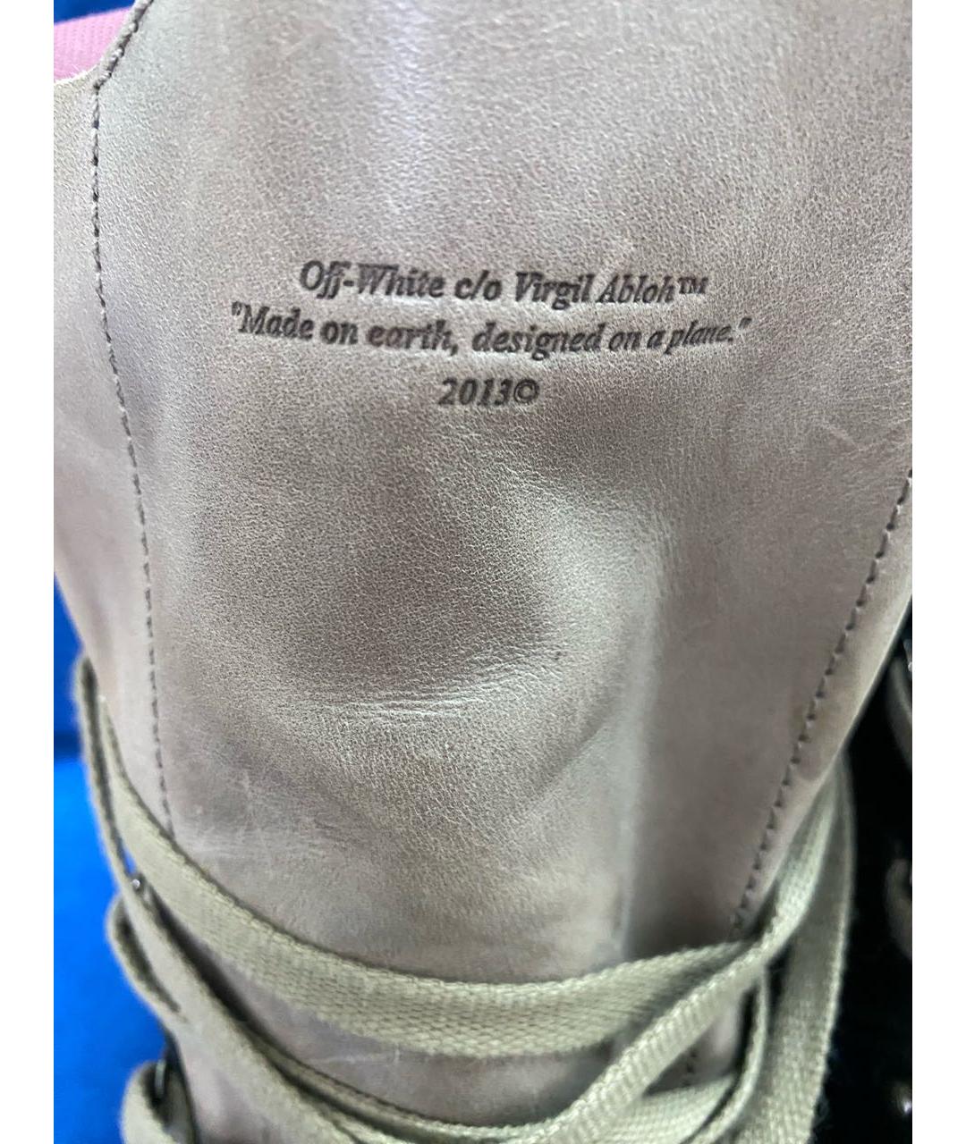 OFF-WHITE Черные кожаные высокие ботинки, фото 5