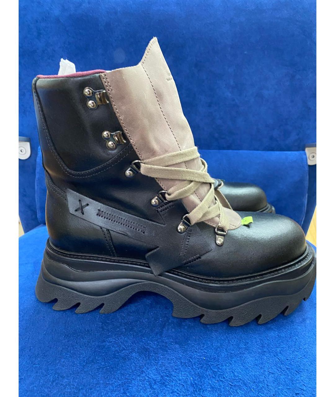 OFF-WHITE Черные кожаные высокие ботинки, фото 7