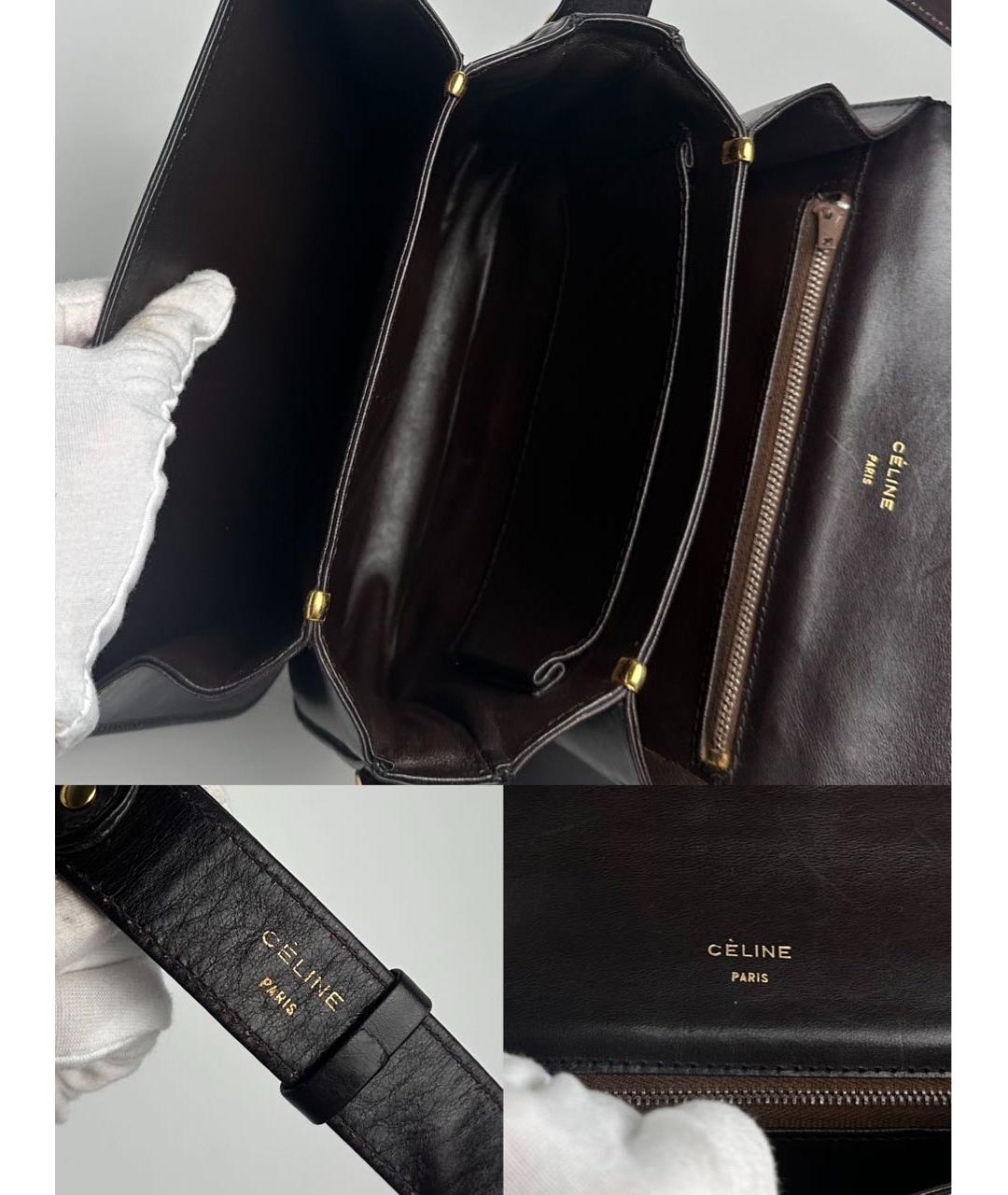 CELINE Коричневая кожаная сумка через плечо, фото 5