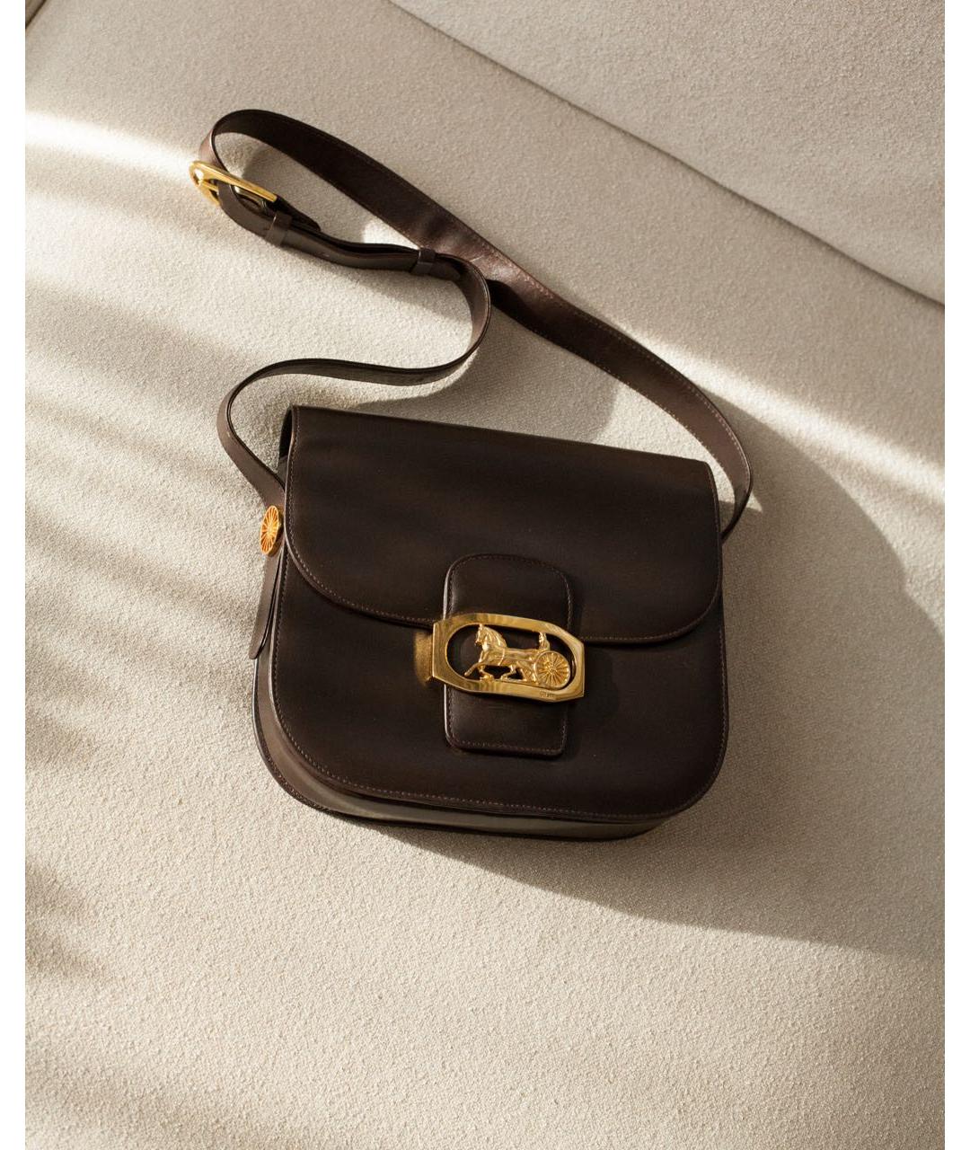 CELINE Коричневая кожаная сумка через плечо, фото 4