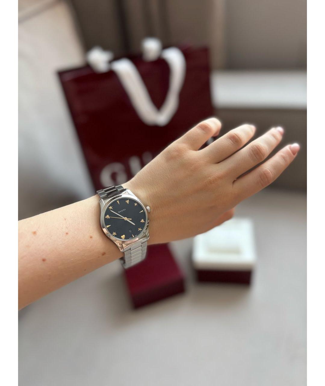 GUCCI Серебряные стальные часы, фото 5