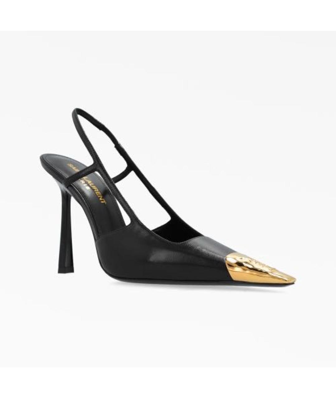 SAINT LAURENT Черные кожаные босоножки, фото 4