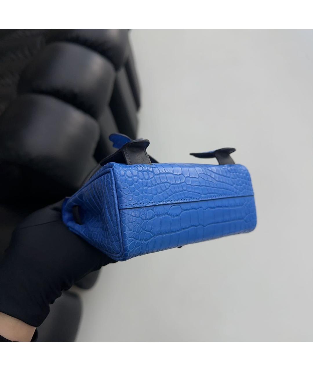 HERMES Голубая кожаная сумка тоут, фото 8