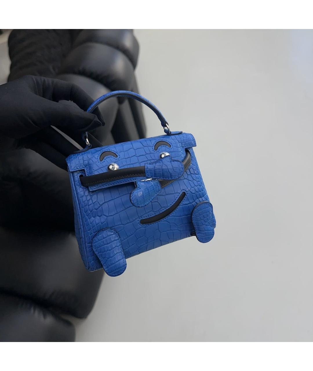 HERMES Голубая кожаная сумка тоут, фото 10