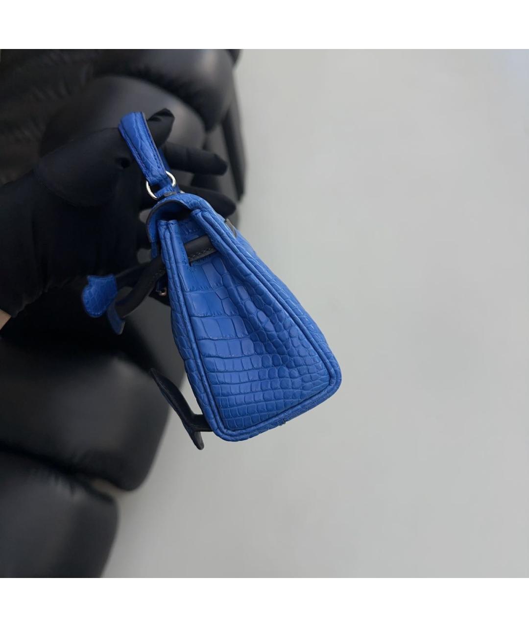 HERMES Голубая кожаная сумка тоут, фото 4