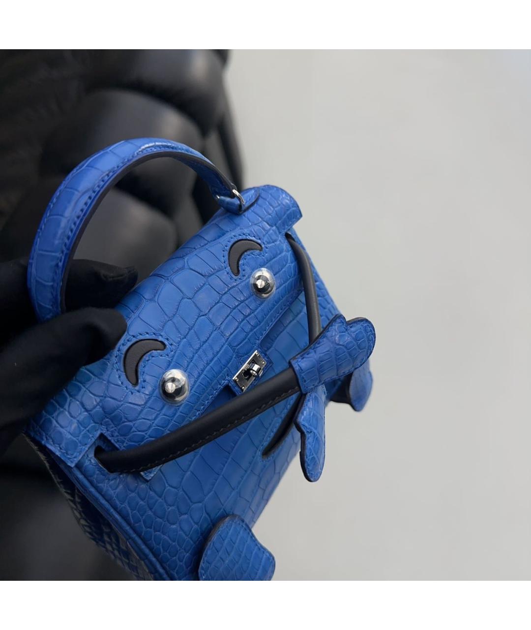 HERMES Голубая кожаная сумка тоут, фото 2