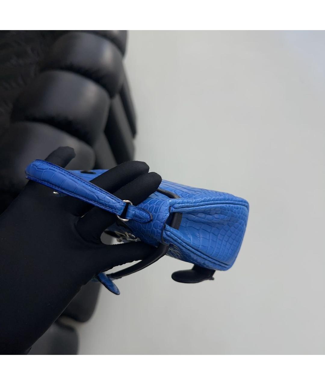 HERMES Голубая кожаная сумка тоут, фото 7