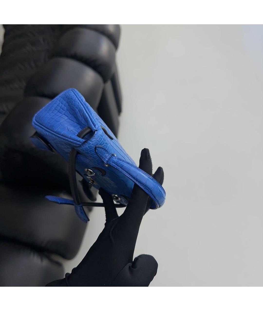 HERMES Голубая кожаная сумка тоут, фото 6