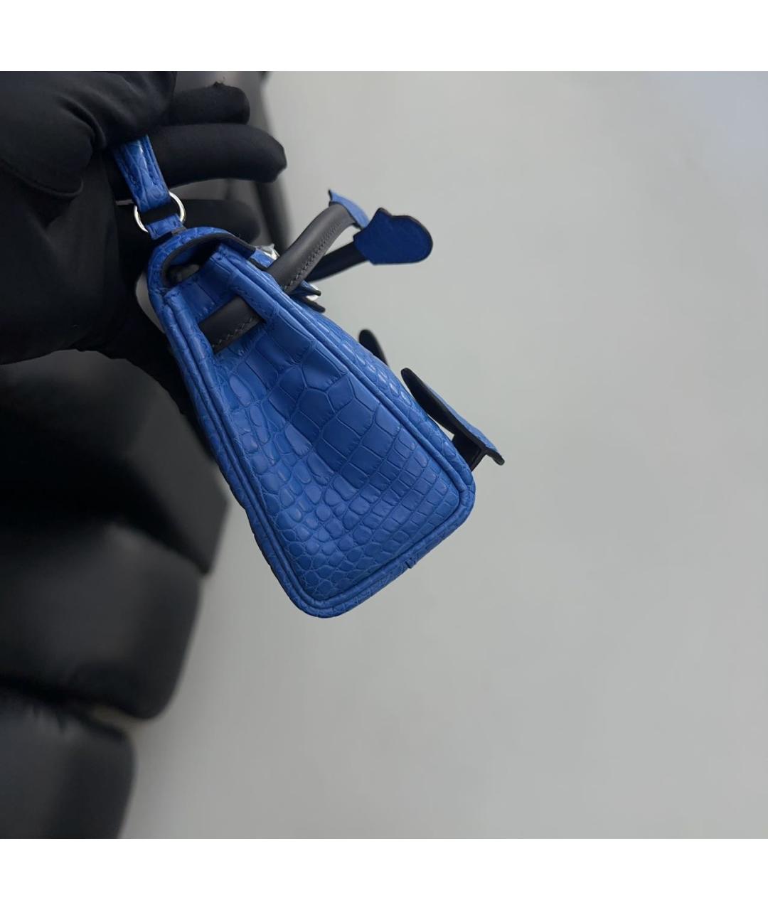 HERMES Голубая кожаная сумка тоут, фото 5