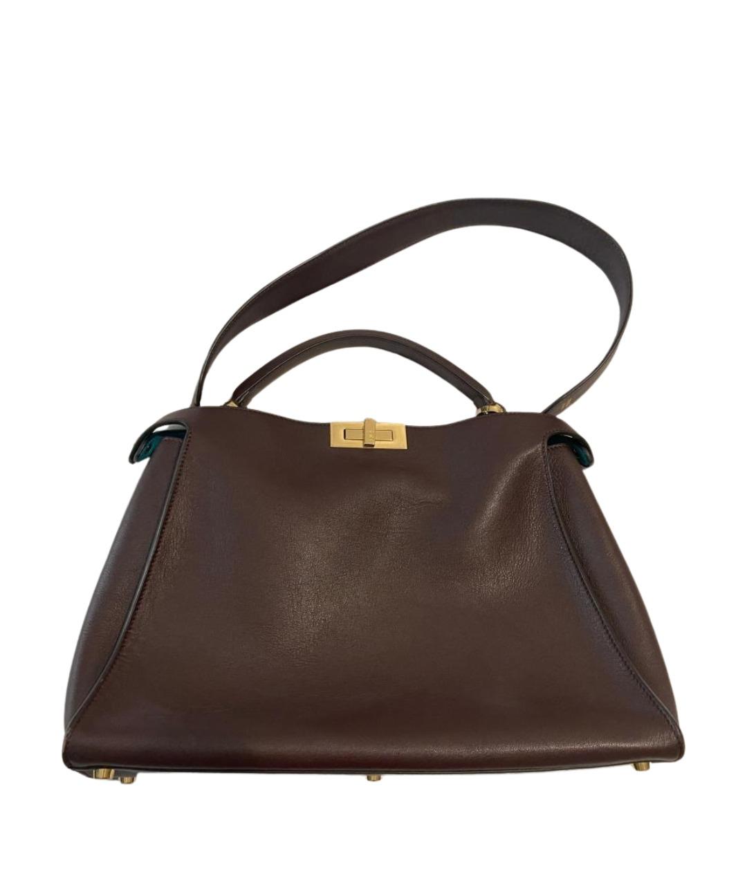 FENDI Коричневая кожаная сумка через плечо, фото 1