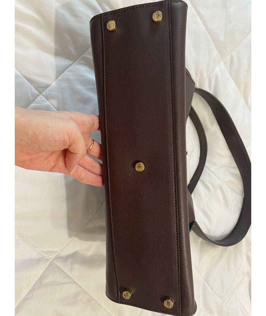 FENDI Коричневая кожаная сумка через плечо, фото 2