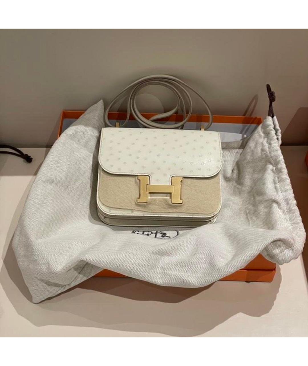 HERMES Белая сумка через плечо из экзотической кожи, фото 2