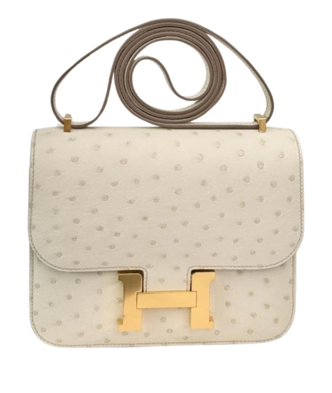 HERMES Белая сумка через плечо из экзотической кожи, фото 1