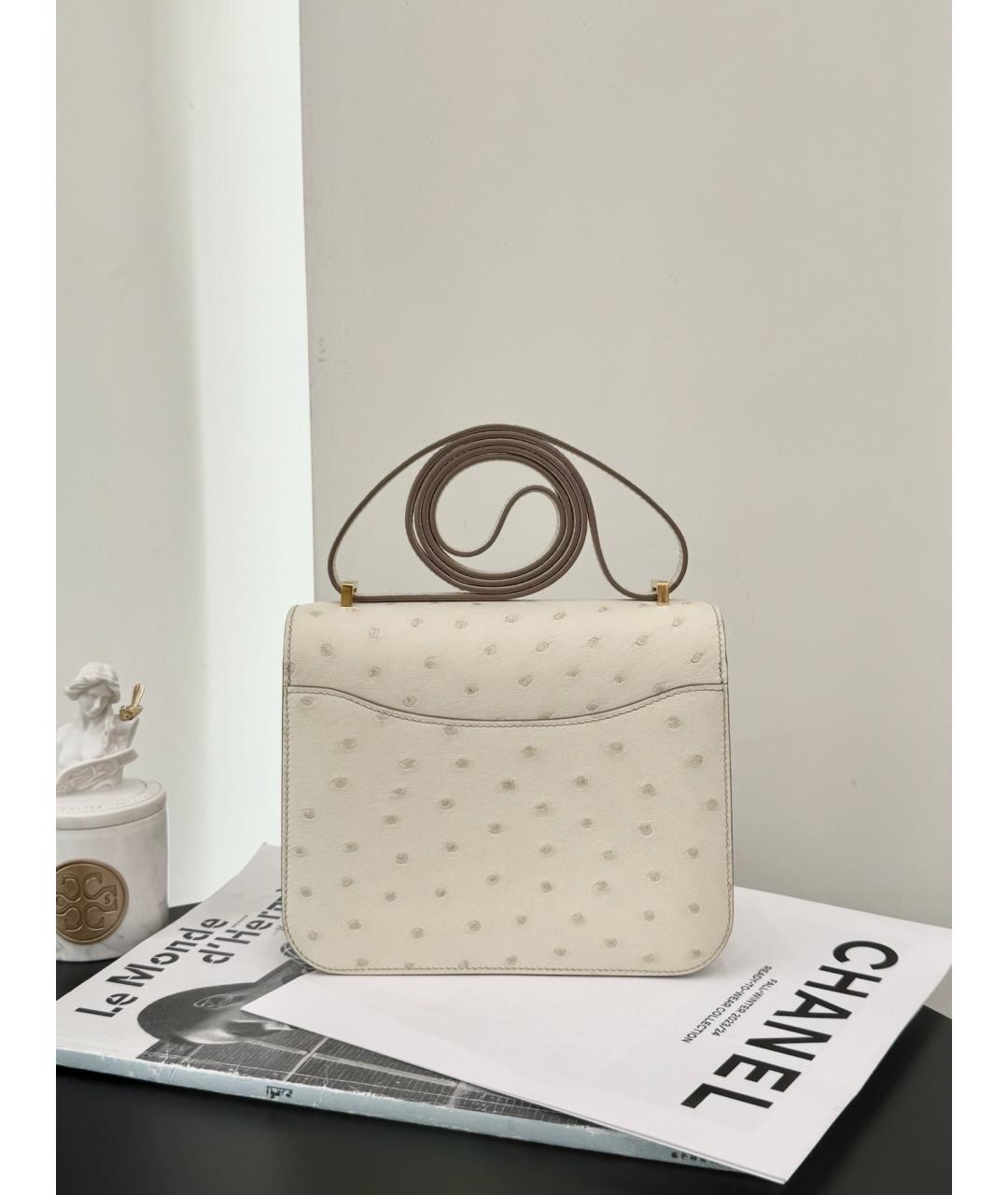 HERMES Белая сумка через плечо из экзотической кожи, фото 3