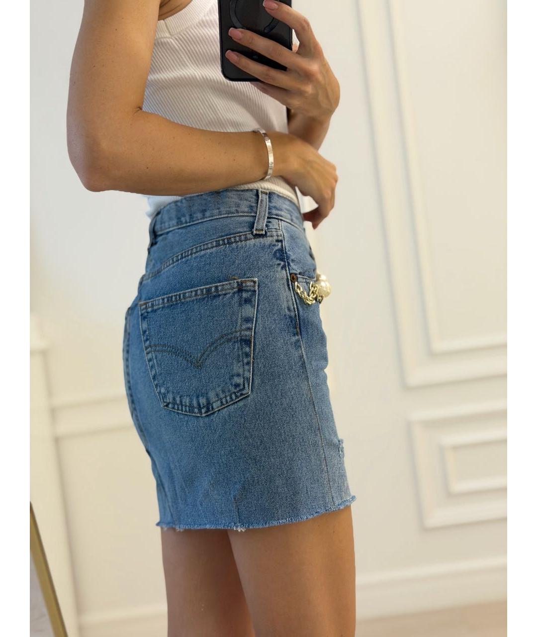 FORTE COUTURE Синяя деним юбка мини, фото 5