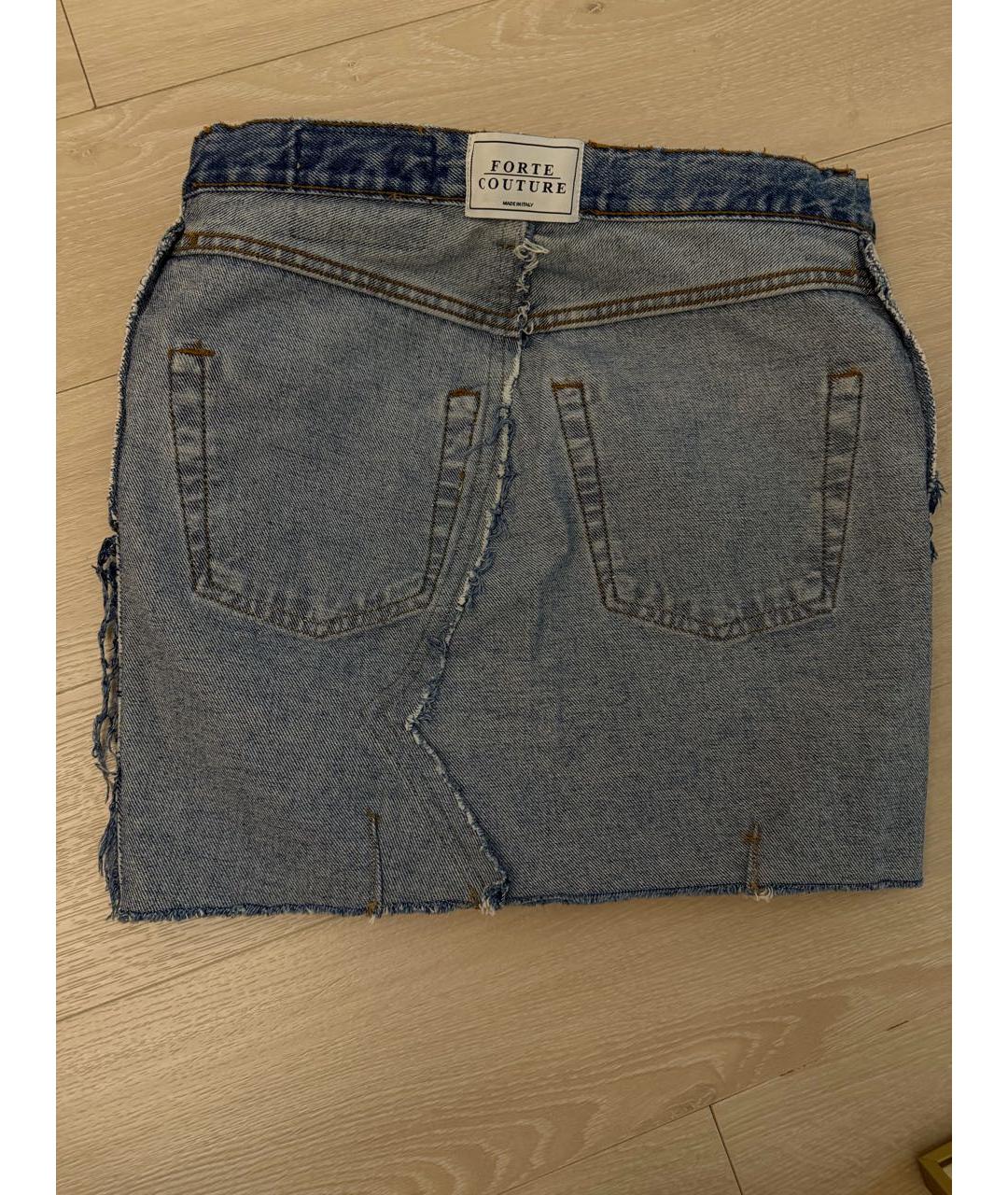 FORTE COUTURE Синяя деним юбка мини, фото 8
