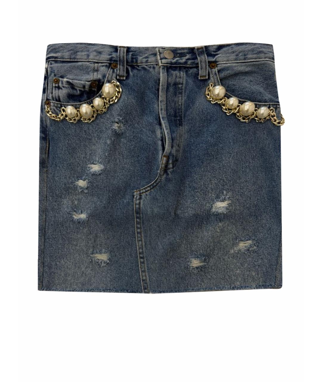 FORTE COUTURE Синяя деним юбка мини, фото 1