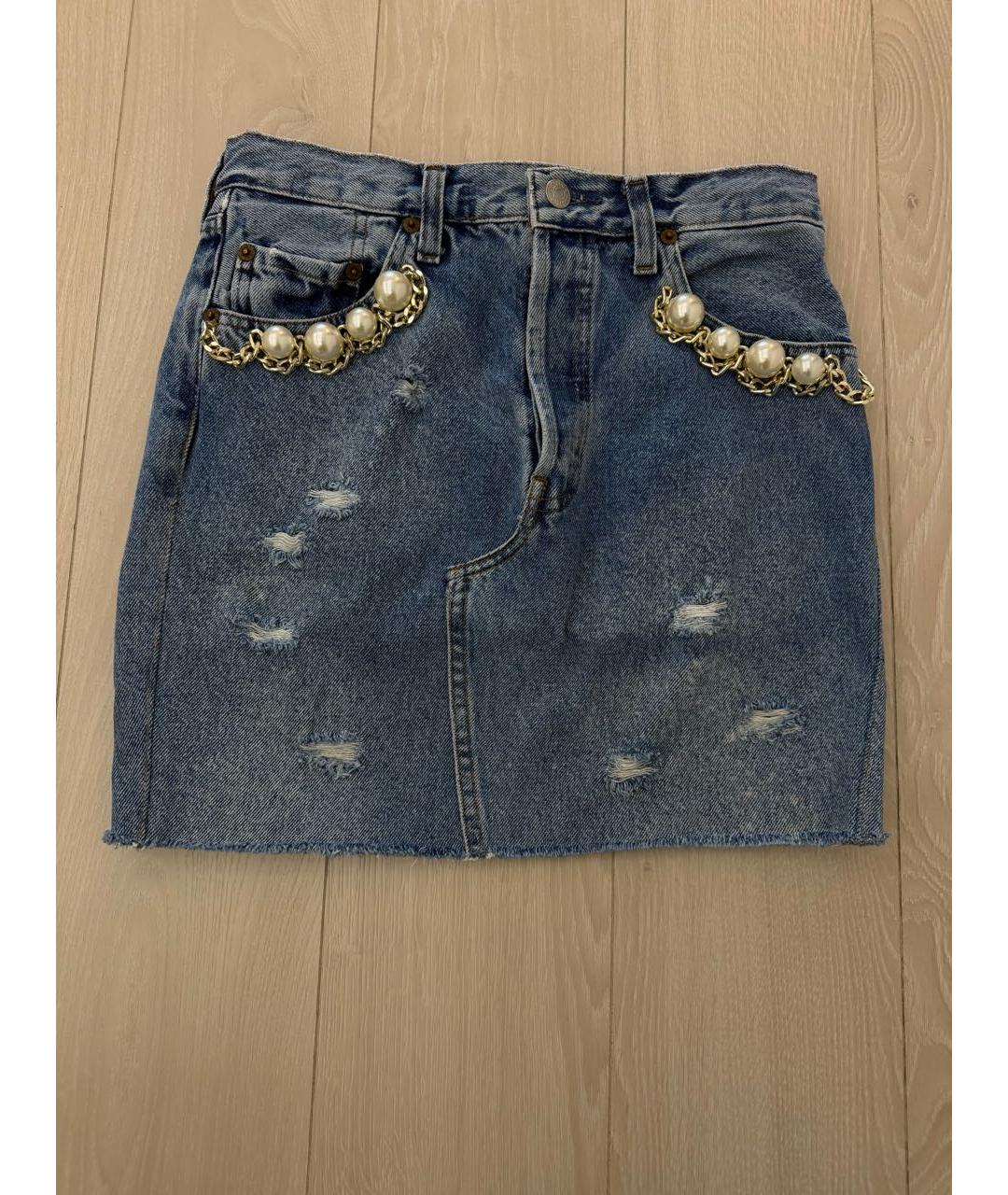 FORTE COUTURE Синяя деним юбка мини, фото 9