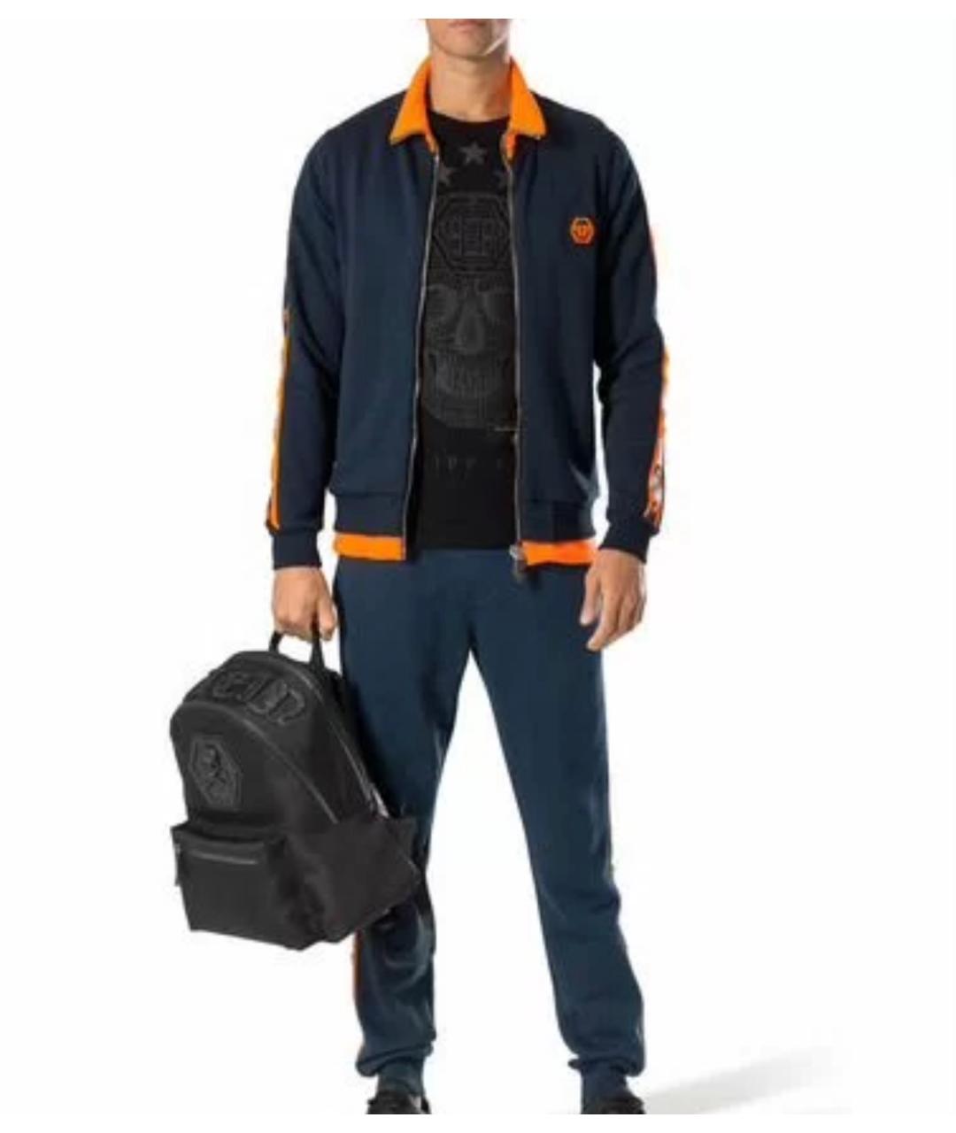 PHILIPP PLEIN Синие хлопковые повседневные брюки, фото 5