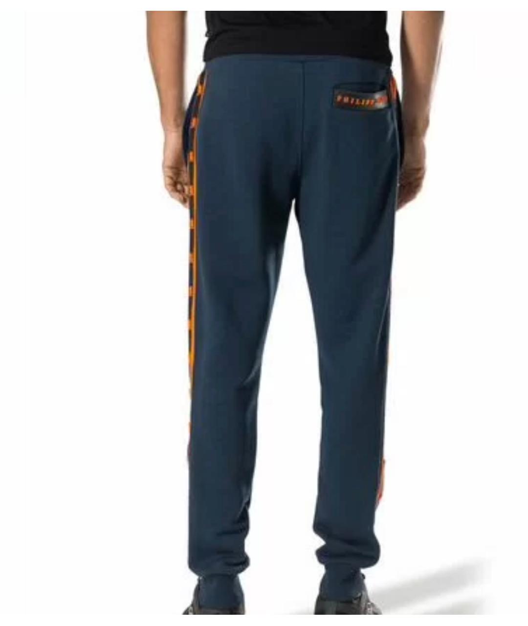 PHILIPP PLEIN Синие хлопковые повседневные брюки, фото 2