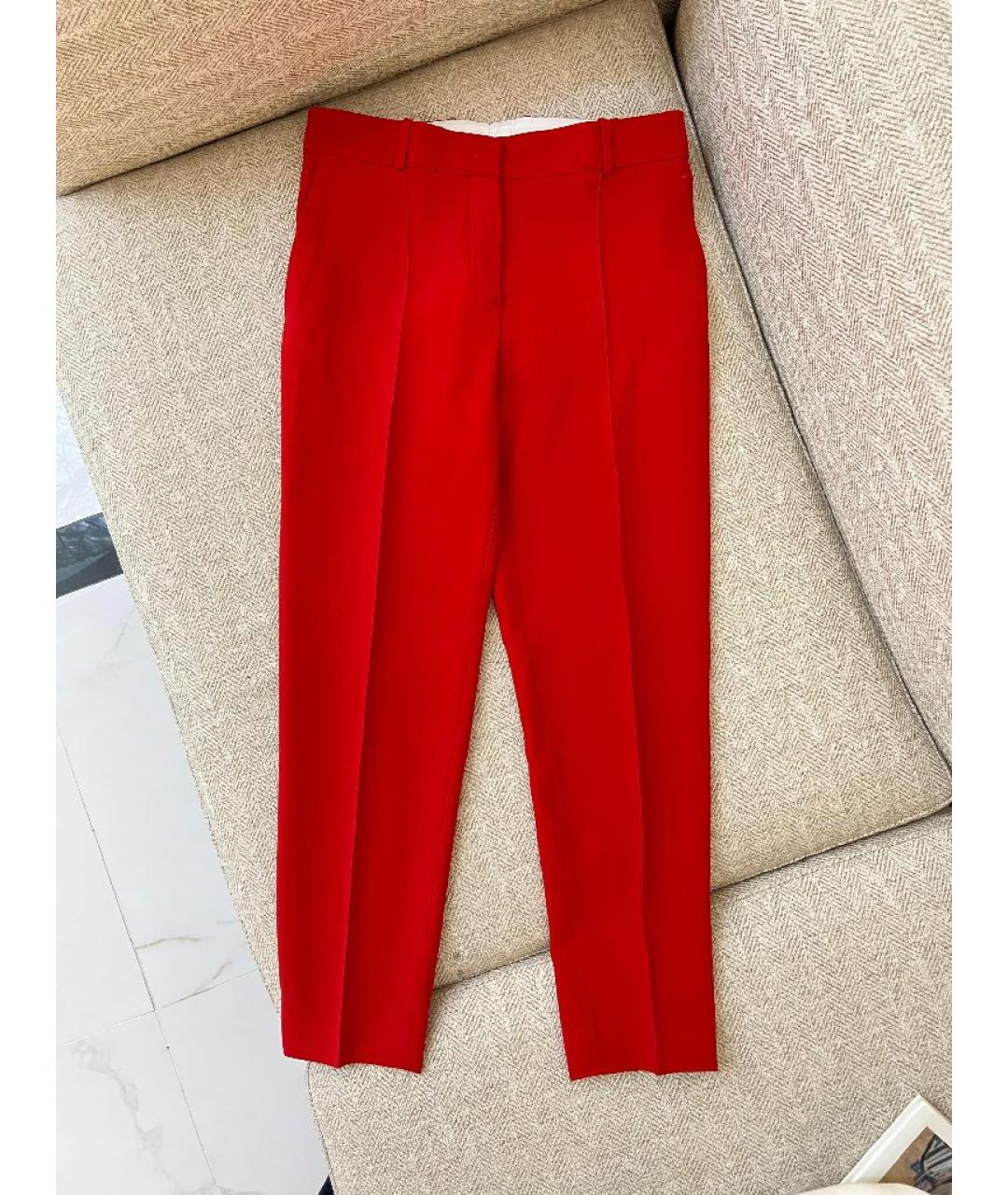 LORO PIANA Красные кашемировые прямые брюки, фото 7